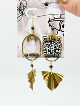Load image into Gallery viewer, Pyrite and brass charms gold filled earrings.