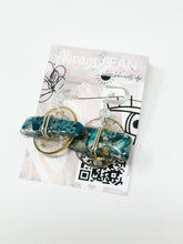 Load image into Gallery viewer, Agate wire wrapped gold and sterling silver earrings.