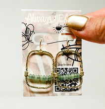 Load image into Gallery viewer, Green aventurine gold filled earrings.