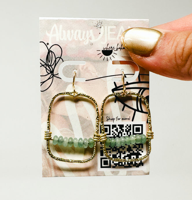 Green aventurine gold filled earrings.