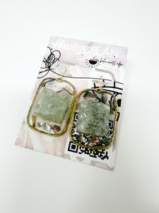 Peridot stone and Abalone shell gold filled earrings