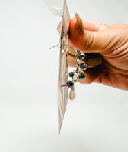 Load image into Gallery viewer, Smokey Quartz and genuine pearl sterling silver hoops.