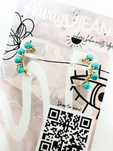 Load image into Gallery viewer, Mini gold turquoise hoops