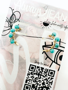 Mini gold turquoise hoops
