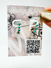 Load image into Gallery viewer, Mini gold turquoise hoops