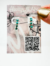Load image into Gallery viewer, Mini gold turquoise hoops