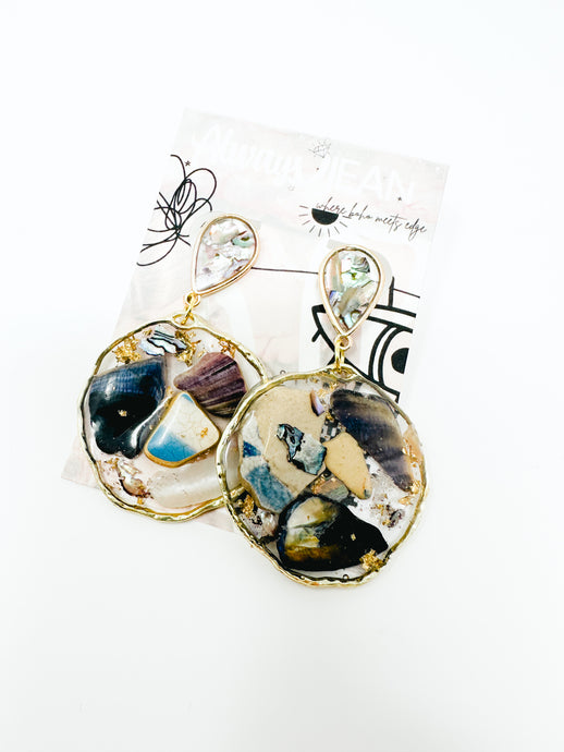 Abalone shell studs with dangles
