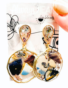 Abalone shell studs with dangles
