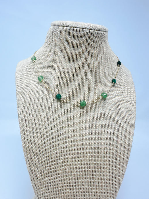 Emerald stone gold filled necklace