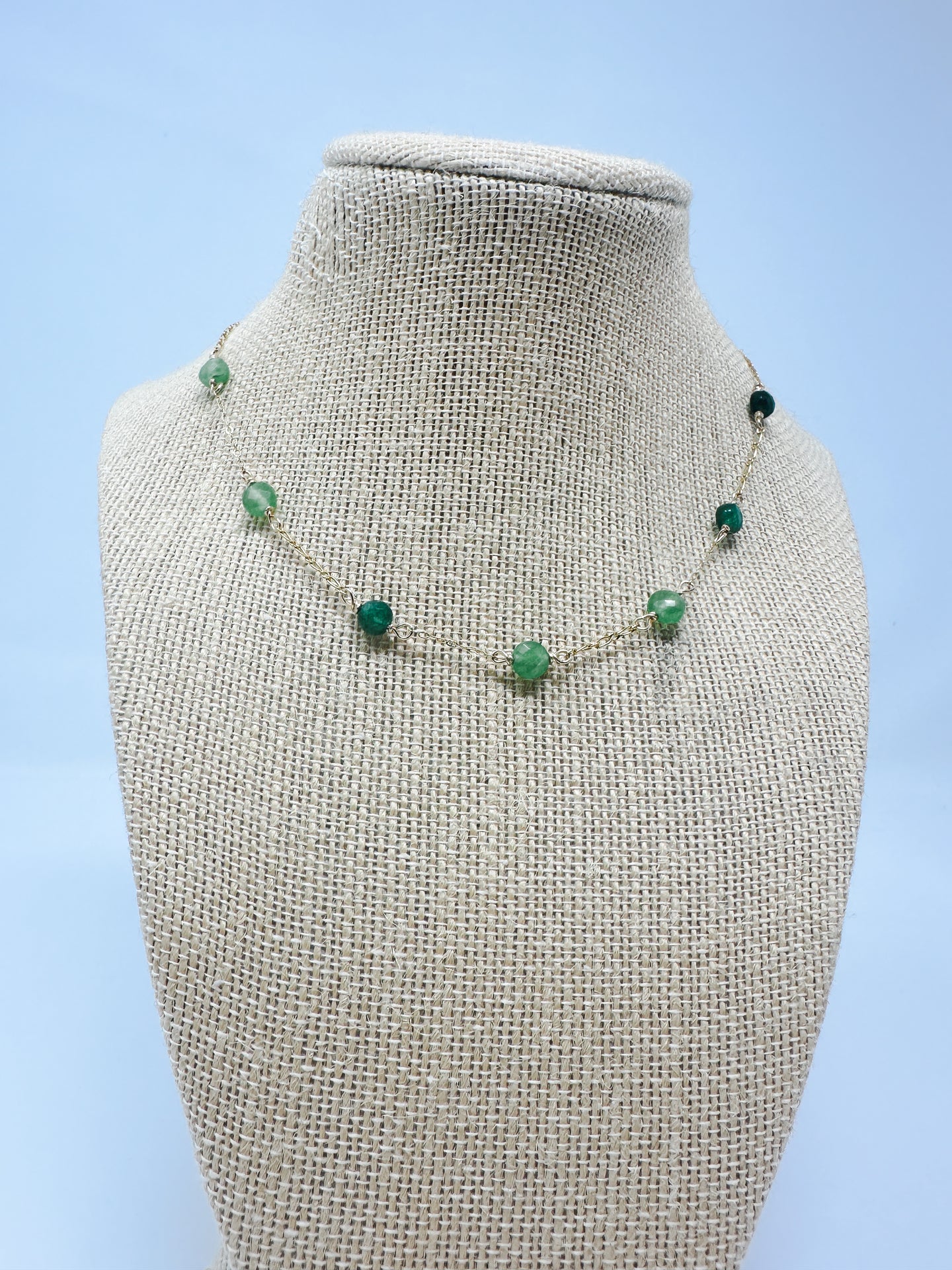 Emerald stone gold filled necklace