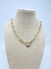 Load image into Gallery viewer, Paper clip necklace with bar closure clasp