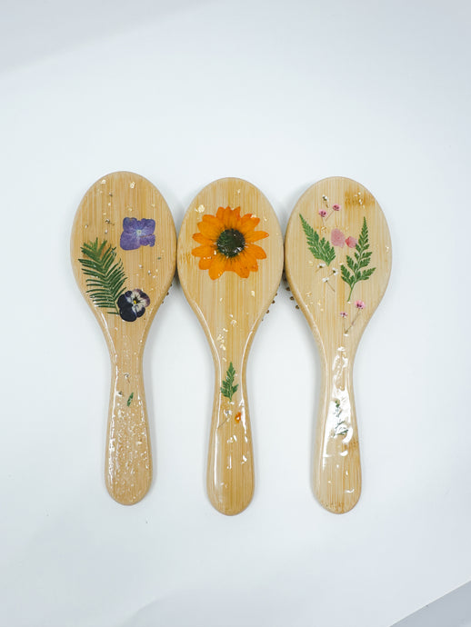Pressed Flower Woden Hair Brushes