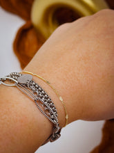 Load image into Gallery viewer, Dainty heart gold filled chain bracelet with pearls and sun charm