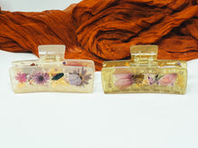 Load image into Gallery viewer, XL Claw Clip Infused with Real Pressed Flowers Cast in Resin. MADE TO ORDER: Choose between 3 color ways.