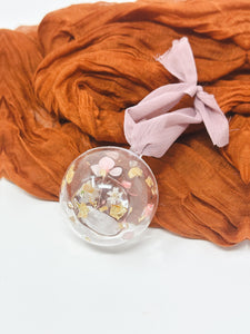 Pressed flower resin ball ornament