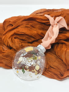 Pressed flower resin ball ornament