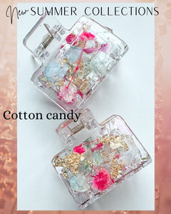 Cotton Candy- Clear Claw Clips Infused with Real Pressed Flowers Cast in Resin. MADE TO ORDER: Choose Your Own Flowers. (Copy) (Copy)