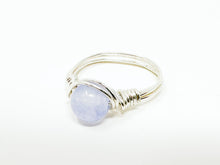 Load image into Gallery viewer, Lavender Glass Bead Silver Wire Ring
