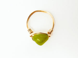 Jade Stone Gold Wire Ring