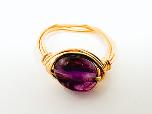 Amethyst Stone Gold Wire Ring