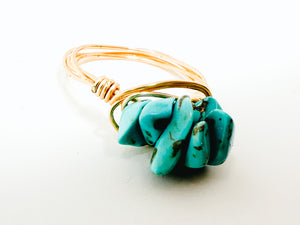 Turquoise Gold Wire Ring
