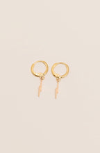 Load image into Gallery viewer, Gold Lightening bolt mini hoops