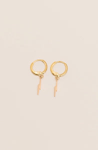 Gold Lightening bolt mini hoops