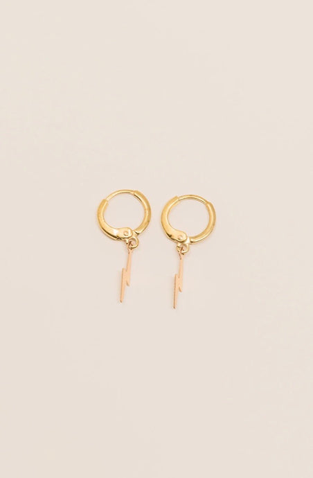 Gold Lightening bolt mini hoops