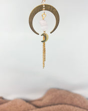 Load image into Gallery viewer, Rose Quartz moons - 14k Earring Hooks.