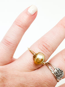 Gold Pearl Gold Wire Ring