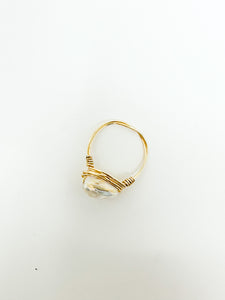 Clear Crystal Chandelier Gold Wire Ring