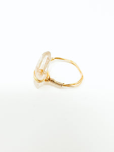 Quartz Crystal Gold Wire Ring
