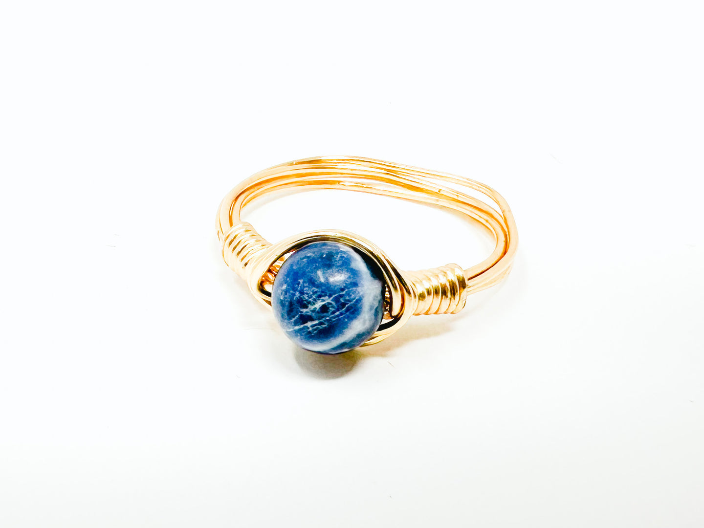 Sodalite Stone Gold Wire Ring