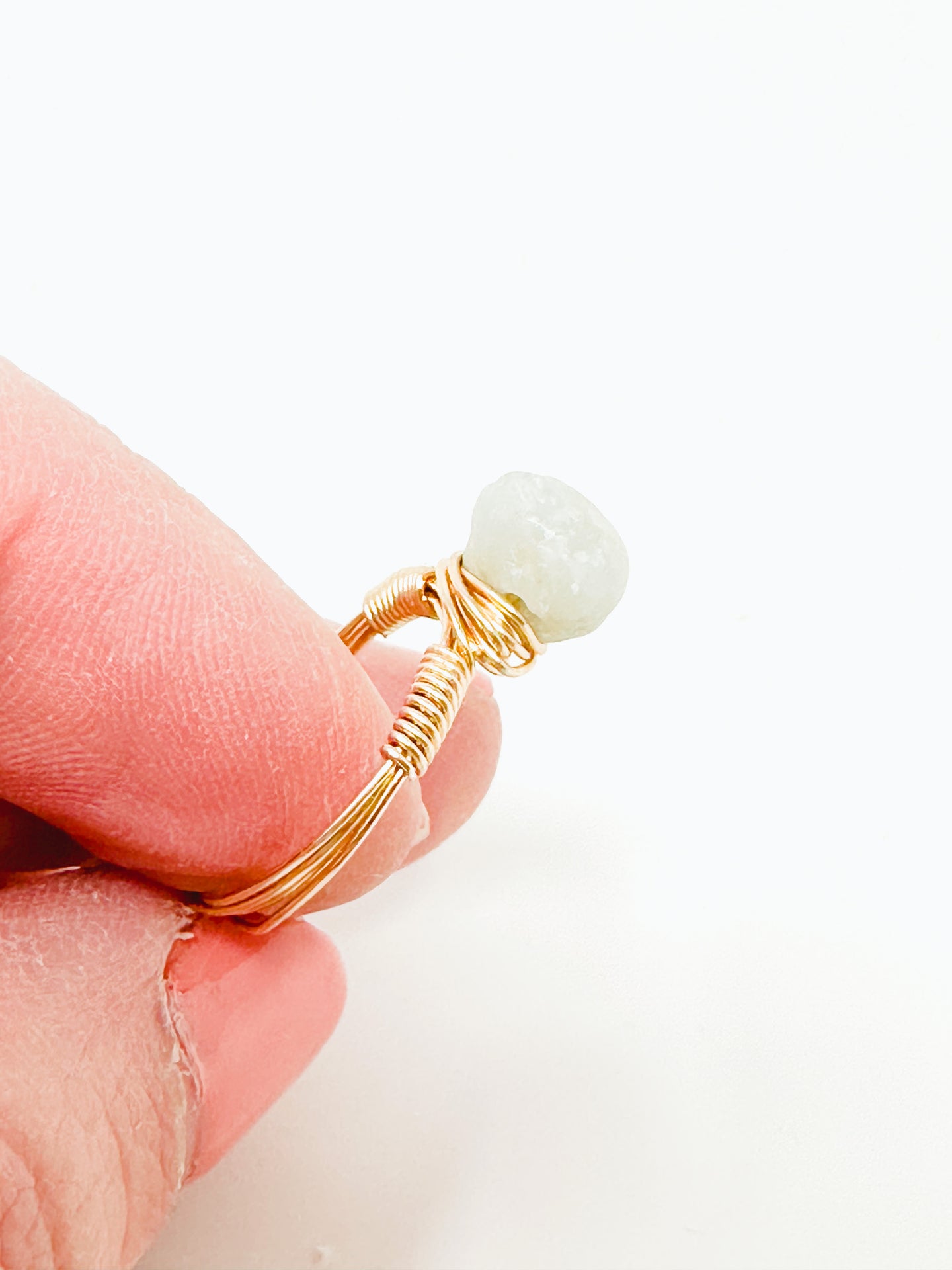 Aquamarine Stone Gold Wire Ring