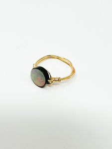 Black Pearl Gold Wire Ring