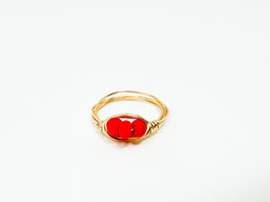 Red Stone Gold Wire Ring