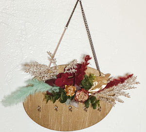 Boho Dried Flower Gold Wall Hanging- Jewelry & Key display