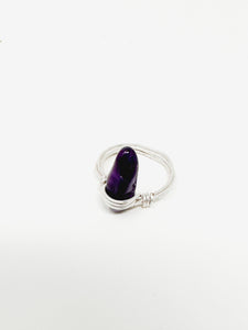 Amethyst Silver Wire Ring