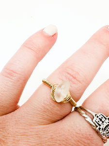 SeaGlass Stone Gold Wire Ring