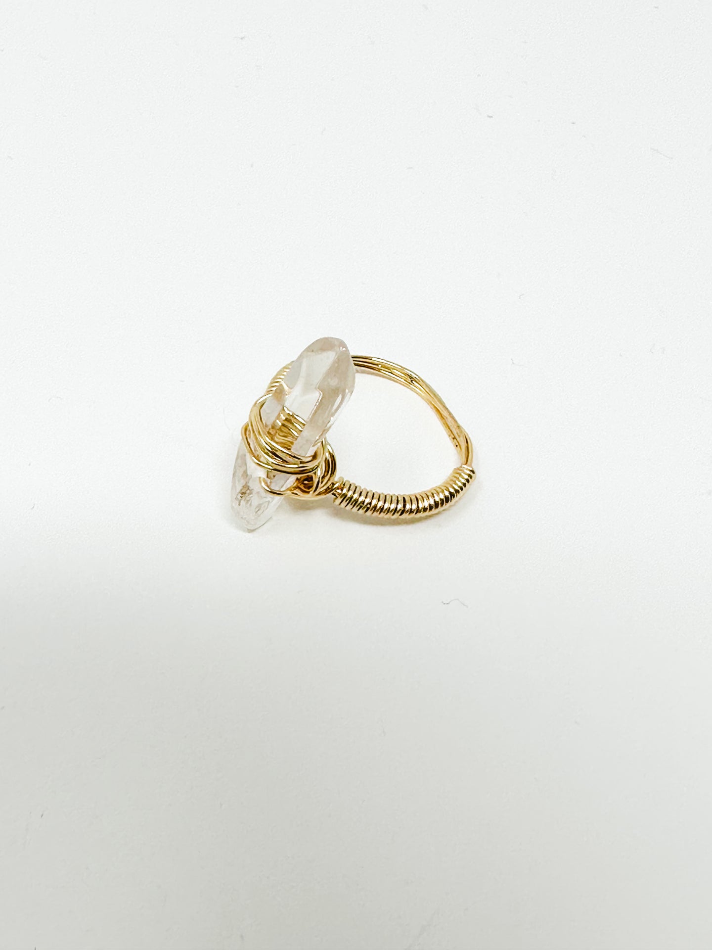 Quartz Crystal Gold Wire Ring