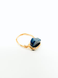 Sodalite Chip Gold Wire Ring