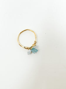 Aquamarine Stones Gold Wire Ring