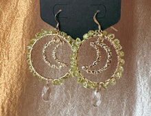 Load image into Gallery viewer, Peridot Crystal Moon Hoops- 14k Earring Hooks.