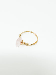 Pink SeaGlass Gold Wire Ring