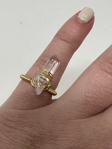 Quartz Crystal Gold Wire Ring