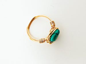 Turquoise Heart Stone Gold Wire Ring