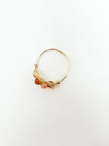 Strawberry Quartz Stones Gold Wire Ring