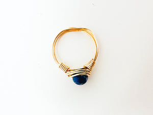 Sodalite Stone Gold Wire Ring