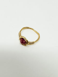 Strawberry Quartz Stone Gold Wire Ring