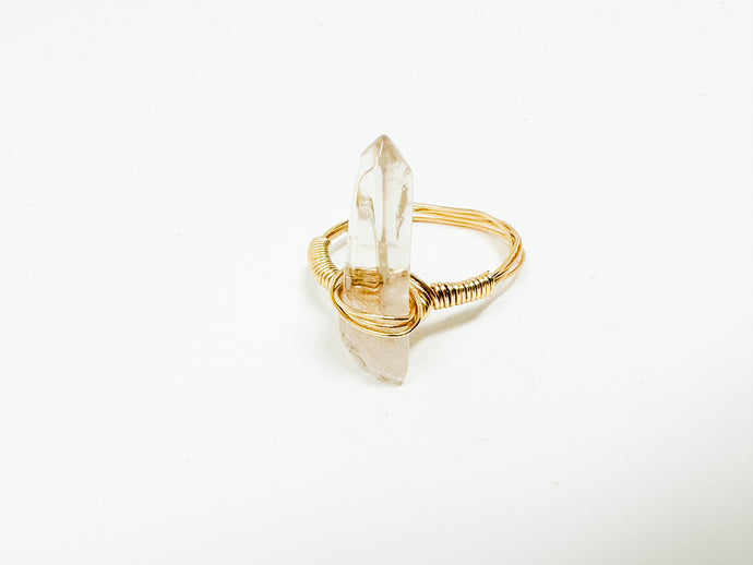 Quartz Crystal Gold Wire Ring